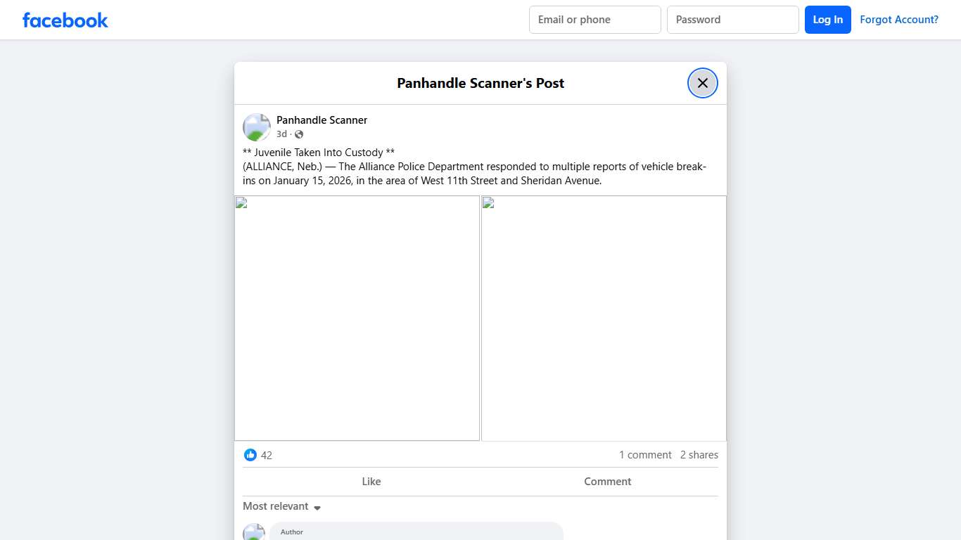 ** Juvenile Taken Into Custody **... - Panhandle Scanner Facebook